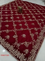 Dupatta en soie froissée bordeaux avec bordure dorée, élégant vêtement traditionnel indien pakistanais pour femmes, idéal pour les mariages, les fêtes et Diwali