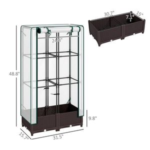 Jardinière de 31,5'' x 15,7'' x 48,8'' avec couverture en PE, serre pour jardins extérieurs - Product Image 3
