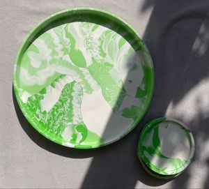 Handmade Resin <b>Round</b> <b>Tray</b> with Unique Artistic Design, Stylish Decorative Serving <b>Tray</b> for Home, Kitchen and Dining Table - Product Image 5
