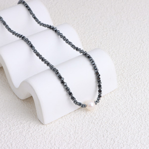 Conjunto de Collar y Pulsera de Lujo para Mujer Xiaohongshu, Plata Negra Rota con Perla Natural de Agua Dulce, Joyería de Alta Costura - Product Image 2
