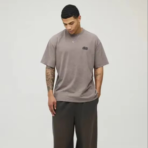 เสื้อยืดทรงบ็อกซี่โอเวอร์ไซส์ผ้าฝ้ายหนาน้ำหนักมากสำหรับผู้ชาย ทรงหลวมไหล่ตก สไตล์สตรีทแวร์ลำลอง แฟชั่นฤดูร้อน - Product Image 1