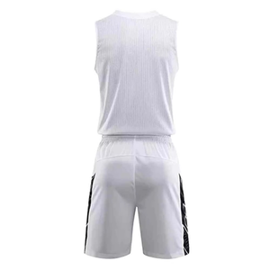 Conjunto de Camiseta de Baloncesto Blanca para Hombre, Sin Mangas, Cuello en V, Pantalones Cortos de Poliéster que Absorben la Humedad, Cintura Elástica, Corte Regular - Product Image 3