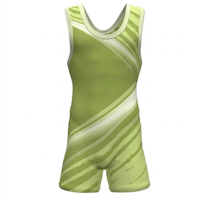 Singlet de Lucha Unisex Negro y Amarillo con Rayas Diagonales, 100% Poliéster Elástico, Ajustado, Transpirable, Compresión Deportiva - Product Image 3