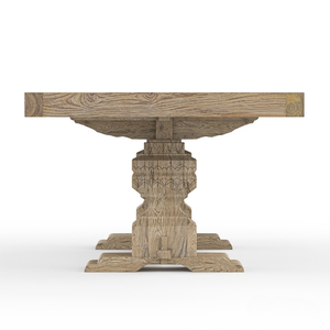 Modern Eco-Friendly <b>Reclaimed</b> Teak <b>Wood</b> Dining <b>Table</b> with Carved Pedestal Base 9-Piece Dining Room Set Home Furniture - Product Image 6