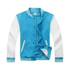 <b>Men's</b> Blue Varsity <b>Jacket</b> <b>White</b> Sleeve Regular Fit Turn-down Collar Button Front Casual Autumn Wear <b>Men</b> varsity <b>jacket</b> For sale - Product Image 1