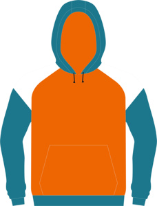 Men's Orange Hooded Fleece Pullover Hoodie Navy Shoulder Panels Regular Fit Casual Knitted 100% Bamboo Fiber <b>Washed</b> Autumn Wear - Product Image 5