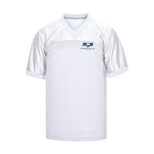 Maillot de football blanc à col en V pour homme SCS, manches courtes, tissu en maille respirant, coupe régulière pour adulte - Product Image 1