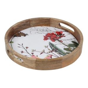 BLATANT EXPORTS Premium Custom Walnut Wood Serving Tray Set Natural Lightweight <b>Coffee</b> Refreshment Tray Metal Handles Model - Product Image 3