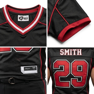 Custom V-Neck Short American Football Jersey Breathable Heavyweight Polyester Mesh <b>Game</b> Uniform Men Adult Teams Dhirk Sports - Product Image 4