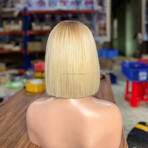 วิกผมแท้เวียดนามแบบขายส่ง ผมเรียบธรรมชาติ วิกผมหน้าผากลูกไม้แบบไม่ต้องใช้กาว วิกผมบ๊อบตรงแบบ Pixie  สามารถปรับแต่งได้ - Product Image 3