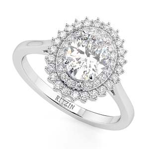 Anillo de Compromiso con Doble Halo de Diamantes Cultivados en Laboratorio con Corte Ovalado para Mujer en Oro Rosa de 14K, Estilo Elegante - Product Image 6