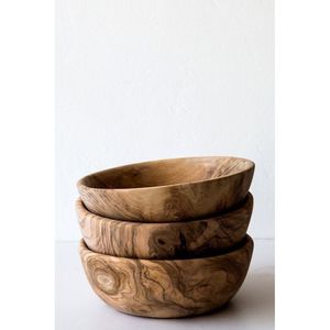 Artisanat rustique en bambou et en bois - Bol à pâte et assiettes pour servir des plats traditionnels - Product Image 2
