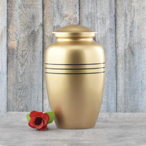 "Celestial Blue Swirl Metal Cremation Urn for Human Ashes - Elegant Handcrafted Memorial Jar with Golden Cross and Silver Engrav - Product Image 2