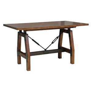 Tavolo da Pranzo Rustico Marrone e Finitura Canna di Fucile, 1 Pezzo, Altezza Bancone, Design Industriale, Mobili da Pranzo in Legno - Product Image 2