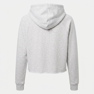 เสื้อฮู้ดดี้โอเวอร์ไซส์แบบครอป ขอบดิบ ผ้าเทอร์รี่ ลุคดิสเทรส ย้อมสีแบบแอซิดวอช ผ้าฝ้าย 100% สกรีนโลโก้ OEM ขายส่ง - Product Image 6