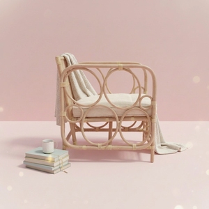 Handmade Natural Rattan Durable <b>Dining</b> Chair Cushioned Accent <b>Armchair</b> Eco Friendly Polyester Scandinavian Style Patio - Product Image 3