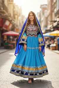 Robes traditionnelles afghanes pour femmes, couleurs et tailles personnalisables, prix de gros, tissu en filet respirant pour les fêtes, fabriqué au Pakistan - Product Image 2