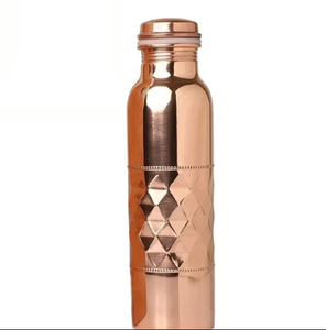 Spiritual Sacred Lotus Print Solid Copper Water <b>Flask</b> Sleek Polished Finish Lotus Unalome Copper <b>Flask</b> For Wellness - Product Image 4
