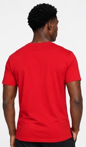 <b>Men's</b> Red Cotton T-Shirt Short Sleeve O-Neck Regular Fit Casual Solid Color Jersey Knit Blank Design - Product Image 5