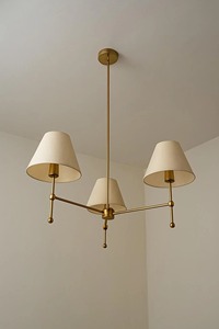 Minimalist Bronze Chandelier With Three Cream Shades For <b>Ceiling</b> <b>Lighting</b> Decorations - Product Image 2