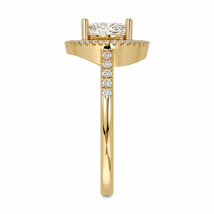 แหวนหมั้นรูปหัวใจสุดโรแมนติก ทองคำขาว 14K เพชรทรงหัวใจเพาะเลี้ยงในห้องปฏิบัติการ รับรองโดย IGI ประดับเพชรแบบ Pave Band สำหรับวันครบรอบ สามารถสั่งทำได้ - Product Image 2