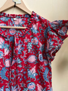 Vestido mini estampado a mano con estampado floral bohemio, vestido de verano de algodón, 100% algodón, vestido mini corto para mujer - Product Image 5