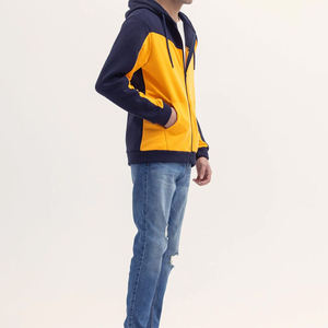 Men's <b>Orange</b> Zip-Up <b>Hoodie</b> Regular Fit Solid Color Casual Autumn 100% Cotton 430g Beazer Sports Breathable Custom Design - Product Image 2