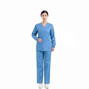 Ensemble d'uniformes d'hôpital unisexe en coton léger, blouses d'infirmière personnalisées avec poches, tissu satiné élégant, vente chaude - Product Image 3