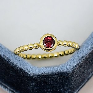 Bezel Setting Beaded Band Wholesale Solid <b>925</b> <b>Sterling</b> <b>Silver</b> <b>Ring</b> Garnet Gemstone Gold Plated Women Everyday Wear <b>Silver</b> <b>Ring</b> - Product Image 1