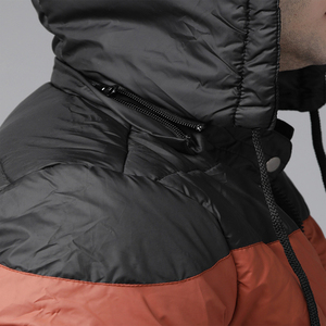 <b>Men's</b> Black Hooded Puffer <b>Jacket</b> Color Blocking Zipper Closure Casual Winter Outerwear Polyester Wadding Regular Fit - Product Image 4