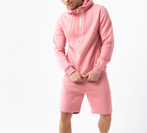Men's Solid Color Hooded Sweatshirt Set Casual Knitted Cotton French Terry Summer Outfit Green Men’s Hoodies&Sweatshirt Sets - Product Image 6