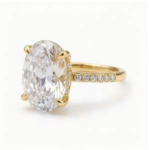 LY LR1380 Oval Lab Created Classic Zircon Engagement Ring 925 <b>Sterling</b> <b>Silver</b> Rhodium Plated Halo Pave <b>Band</b> Women <b>Wedding</b> Gift - Product Image 5