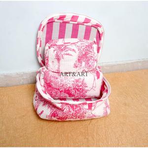 Juego de 3 Bolsas de Aseo Acolchadas de Algodón Estampado Indio, Neceser, Estuche de Afeitado, Estuche de Maquillaje de Viaje, Bolsas y Estuches para Cosméticos - Product Image 4