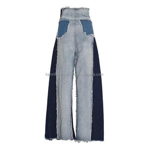 Jeans décontractés à coupe ample en denim effiloché, à jambes larges, à taille haute, jeans bleu baggy pour femmes, pantalons streetwear urbains à coupe droite - Product Image 6