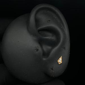 Charming 10K Gold Vintage Style Lab Grown Diamond <b>Stud</b> For Tragus And Conch Piercing - Product Image 5