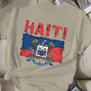 HAITI <b>Grunge</b> Style Font Women's Casual Print Knitted Polyester Short Sleeve <b>T</b>-<b>Shirt</b> - Product Image 2