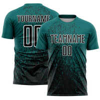 Maillot de football pour homme noir et bleu uni, manches courtes, respirant, anti-transpiration, coupe classique, grandes tailles, impression sublimée