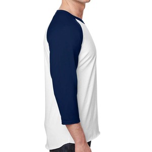 Camiseta de Hombre Blanca y Azul Marino de Manga Larga con Cuello Redondo, Corte Holgado Informal, 100% Algodón Tejido, Color Sólido, Antiarrugas, Diseño Liso - Product Image 3