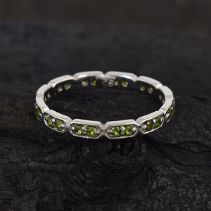 100% Pure 925 Sterling <b>Silver</b> Custom Natural Green Chrome Diopside Gemstone Band <b>Ring</b> <b>Eternity</b> Band Dainty Women's Fine Jewelry - Product Image 4