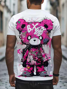 Heavyweight 100% Cotton Men's T-Shirt Front Blank Solid Custom Silk Screen Print Regular Fit Crew Neck Short Sleeve Breathable - Product Image 5