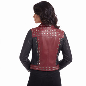 Women Genuine Studded Fashion <b>Jacket</b> Women Leather Studded <b>Jacket</b> With Zipper Ladies Full Sleeve Leather Studded <b>Jackets</b> - Product Image 2