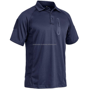 Top qualité blanc avant fermeture éclair col unisexe brodé col roulé formel tricoté 100% coton logo personnalisé hommes t-shirt Slim Fit - Product Image 1