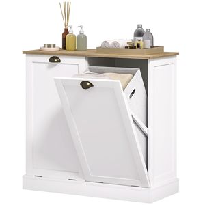 Armadio moderno bagno con doppia inclinazione fuori cesto lavanderia 2 bianco rimovibile cestello Shaker maniglie porte - Product Image 1