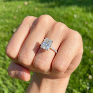 IGI Certified Radiant Cut Lab Created Diamond Ring 925 Silver Bridal Engagement Jewelry Custom Design - Product Image 5