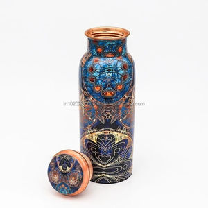 Durable copper <b>water</b> <b>bottle</b> with enamel printed design for kids school office daily healthy hydration - Product Image 1