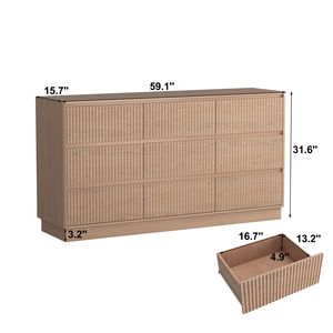 Cassettiera Moderna Stile Mid-Century a 9 Cassetti in Legno, Grande Mobile da Terra per Camera da Letto, Adatta per Supporto TV Lungo - Product Image 2