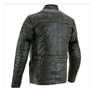 Custom Men's Studded Genuine Leather Motorcycle <b>Jacket</b> Canvas Waterproof Eco-Friendly High Street Style <b>Silver</b> - Product Image 2
