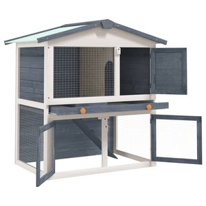 Casa per animali domestici in legno grigio con 3 porte per i tuoi amici pelosi - Product Image 3