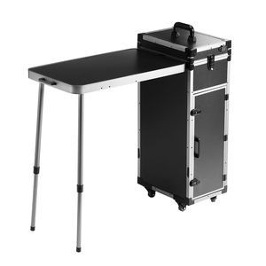Professional Extra Large Rolling <b>Makeup</b> Train Case with Supporting Legs Aluminum Cosmetic Workbench Portable <b>Vanity</b> Trolley - Product Image 4