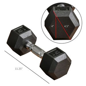 Ensemble d'haltères hexagonales en caoutchouc noir de 15 lb pour la musculation à domicile (paire) - Product Image 2